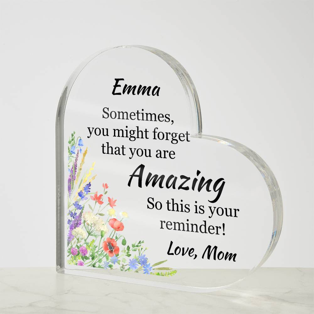 You Are Amazing Acrylic Heart Plaque