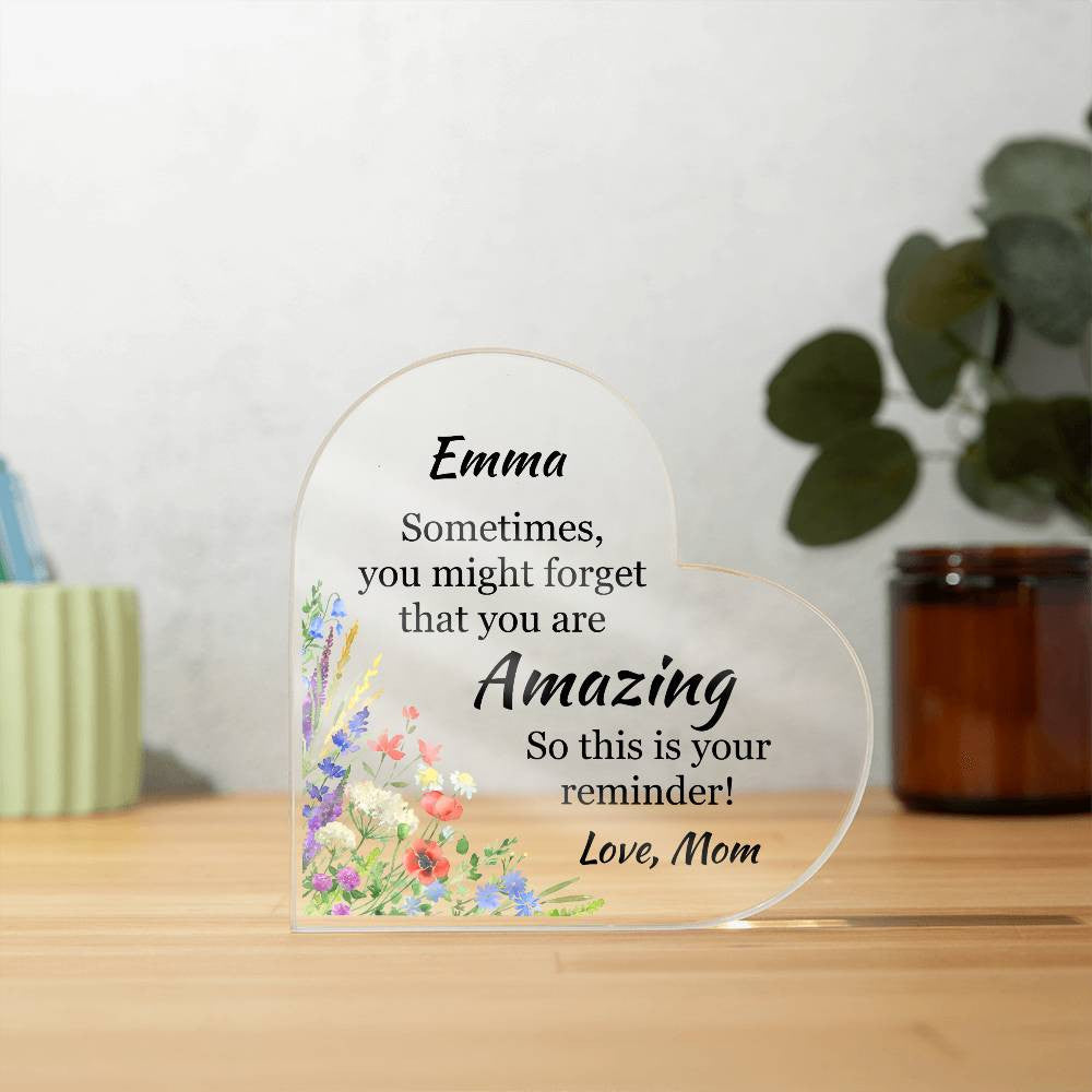 You Are Amazing Acrylic Heart Plaque