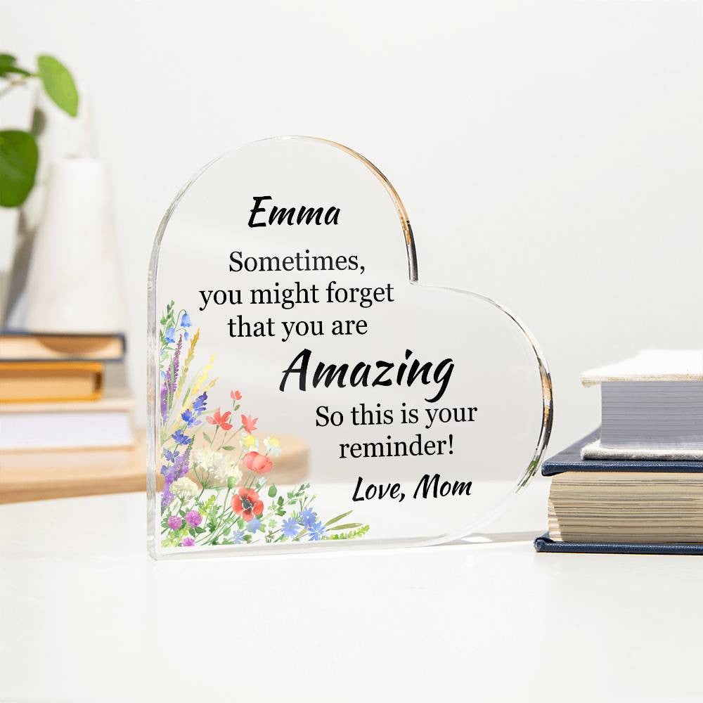 You Are Amazing Acrylic Heart Plaque