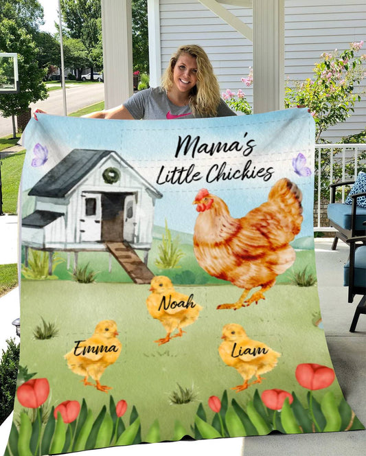 Customizable Mama Hen & Chicks Plush Fleece Blanket