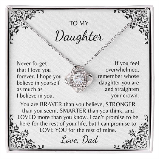 Forever Loved: To My Daughter Love Knot Necklace from Dad