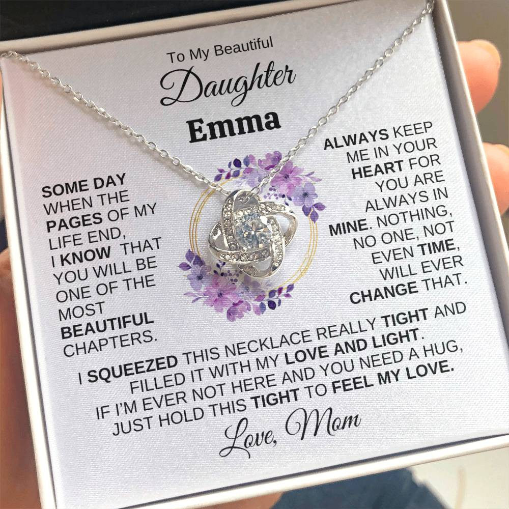 Personalized Purple Flowers Love Knot Necklace: Eternal Bond Collection