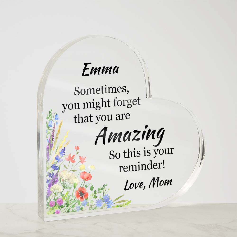 You Are Amazing Acrylic Heart Plaque